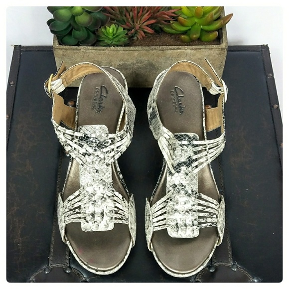 clarks animal print sandals